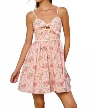 NEW DRESS FORUM front knot floral mini dress in romantic gardens